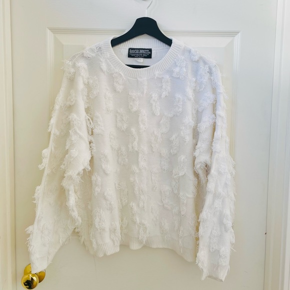 Vintage David Brett Floating Fringe Pull Over Sweater Cotton - Picture 2 of 6